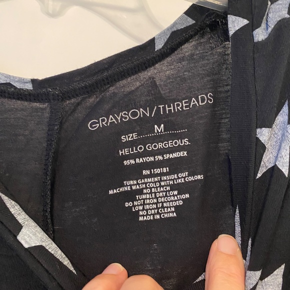 EUC Grayson Threads Black Tank Top with Gray Stars - Picture 3 of 3